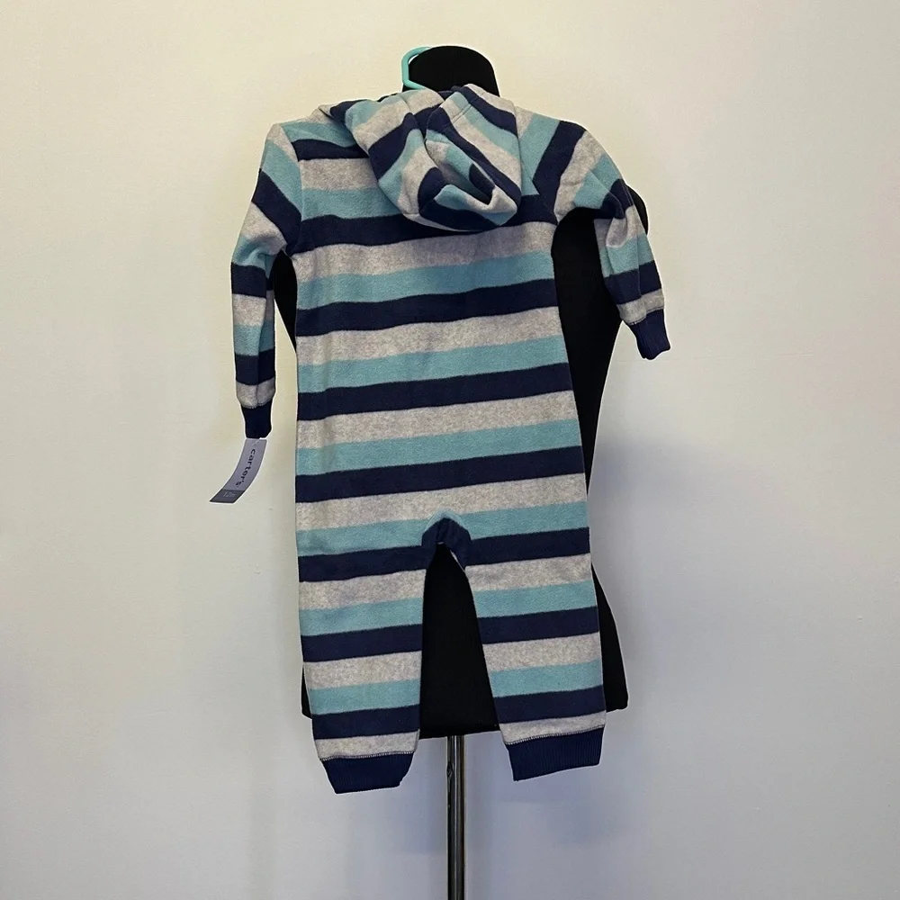 Carter’s Striped Hooded Baby fleece One-Piece 12 months